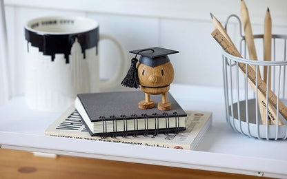 Hoptimist Student IQ Bumble, Woody Brown, Home Decor Ornament - Scandinavian Design, Wood W/Metal Spring, Small - Creates Cheerful Movement