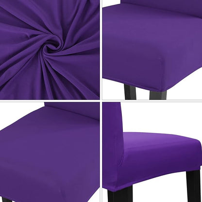 JQinHome Dining Chair Slipcover, High Stretch Removable Washable Chair Seat Protector Cover Set of 4,Chair Covers for Dining Room, Kitchen,Home Party,Wedding Ceremony(Purple, 4PC)