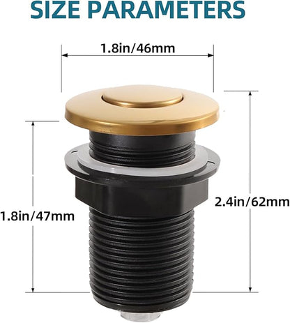 RQYEKDO Garbage Disposal 32mm/1.26 inch Air Switch Kitchen Sink Top Long Stainless Steel Polished Nickel Long for Food and Waste Disposal On/Off Air Button Parts…