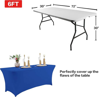 IVAPUPU 8FT Table Cloth for Rectangular Fitted Events Stretch Fuchsia Table Covers Washable Cover Spandex Tablecloth Protector for Party, Wedding, Cocktail, Banquet, Festival