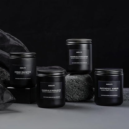 Scented Candles Set | Gifts for Men - 4 Pack Men Candle Set, Masculine Candle, Soy Candles for Home Scented, Gift for Dad Fathers Day -Scent of Cedar Oakmoss/Pine&Clove/Patchouli/Sandalwood