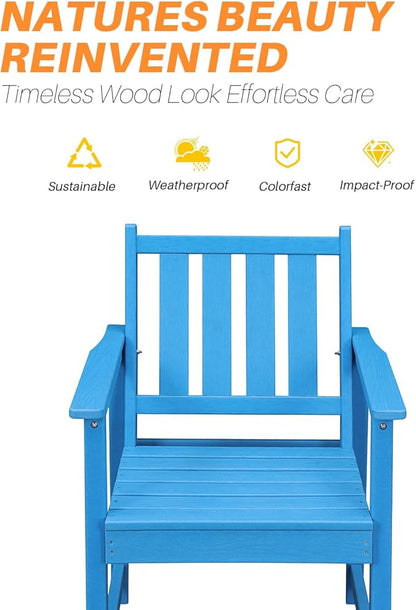 Patio Dining Chair Set of 2, HDPE Outdoor Dining Chair, Ergonomic HDPE Dining Chairs with Deep Seating, All Weather Outdoor Chairs Furniture for Backyard, Deck, Garden, Poolside, Sky Blue