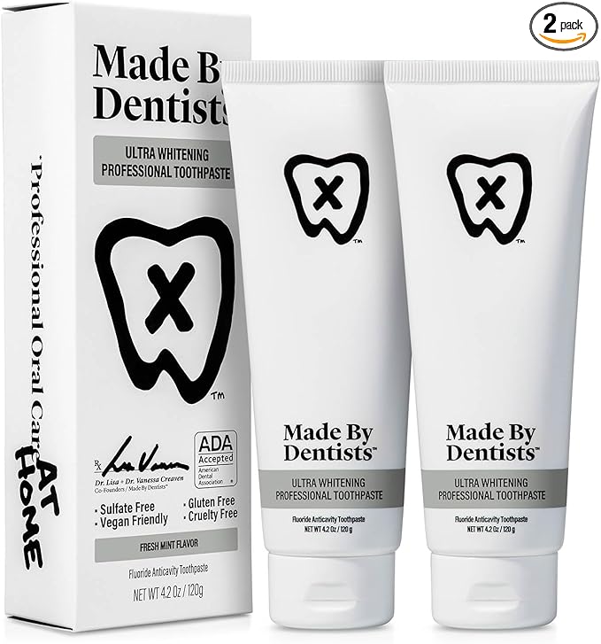 Professional Ultra Whitening Toothpaste - 2 Pack - Sensitive Teeth Whitening Toothpaste with Sodium Fluoride & Hydrogen Peroxide, ADA Approved, Vegan, 2 x 4.2oz