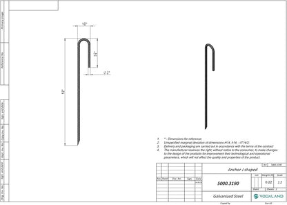 Vodaland Rebar Stakes J Hook Extra Heavy Duty 1/4 inch Coated Steel Ground Anchors with Chisel Point End (50)