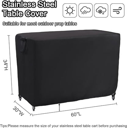 Kingling Outdoor Prep Table Covers, Waterproof Stainless Steel Table Cover Metal Table Cover Protection for Patio Kitchen Prep/Work Tables - 60''L x 30''W x 34''H