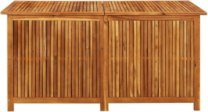 vidaXL Wooden Outdoor Storage Box with Gas-Lift Lid – Patio Deck Chest with Zippered Waterproof Bag for Garden Bench, Pool, Porch, Trunk, Cabinet, Teak Look – Brown, 59.1"x31.5"x29.5"