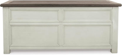 Signature Design by Ashley Bolanburg Farmhouse Lift Top Coffee Table with Drawers, Antique Cream & Brown