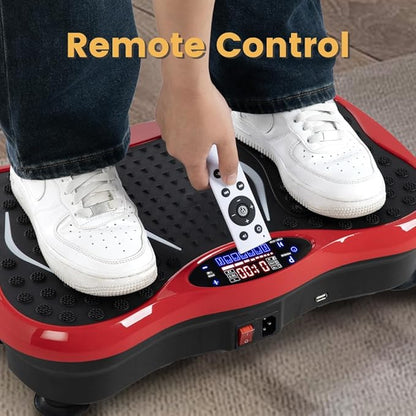 Vibration Plate Exercise Machine for Whole Body Workout - Home Fitness Vibrating Platform with Resistance Bands - Improve Circulation, Muscle Tone & Bone Density - Supports Up to 330 lbs