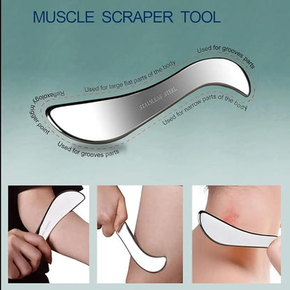 Stainless Steel Muscle Scraping Tool Set – Gua Sha Massage Scraper for Fascia & Muscle Relaxation – Myofascial Release Scraping Massager Kit