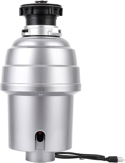 Powerful 3/4HP Stainless Steel Garbage Disposer, Dishwasher-Friendly and Continuous Feeding Waste Disposer, Grinding Material Four-Stage Grinding, Silver