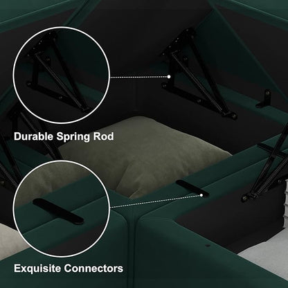 Belffin Modular Sectional Couch U Shaped Sofa with Storage Seat Reversible Sectional Sofa Couch with Chaise Velvet Green