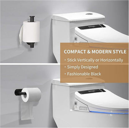 Toilet Paper Holder,Adhesive,Matt Black,Wall Mount,Toilet Paper Roll Holder,no Drilling,Bathroom/Rv/Washroom, SUS 304 Stainless Steel, Rustproof (Black, 1 Piece)