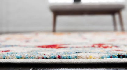 Unique Loom Rosso Collection Vintage, Geometric, Bohemian, Traditional, Distressed, Southwestern Area Rug, 4' 0" x 6' 0", Multi/Ivory