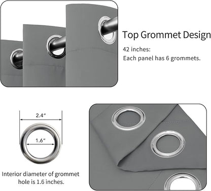 Easy-Going Blackout Curtains for Bedroom, Solid Thermal Insulated Grommet and Noise Reduction Window Drapes, Room Darkening Curtains for Living Room, 2 Panels (42x36 in, Light Gray)