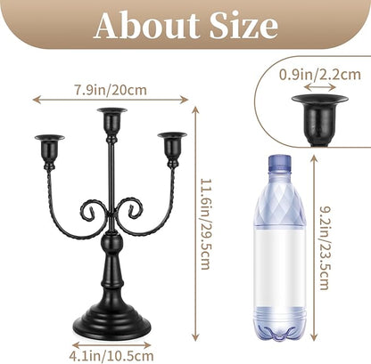 Sziqiqi Halloween Candle Holder Candelabra - Black Candle Stick Holders Pack of 2 Decorative Candleholders for Christmas Decoration