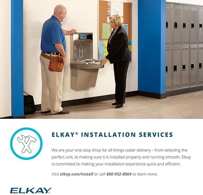 Elkay EZO8WS EZH2O Refrigerated Single Drinking Fountain with Bottle Filling Station and Hands Free Activation - Stainless Steel