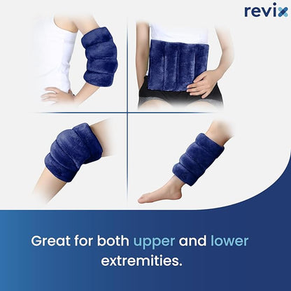 REVIX Microwavable Knee Heating Pad, Heated Wrap with Moist Heat for Elbow & Joint Support, Reusable Hot or Cold Compress for Women & Men