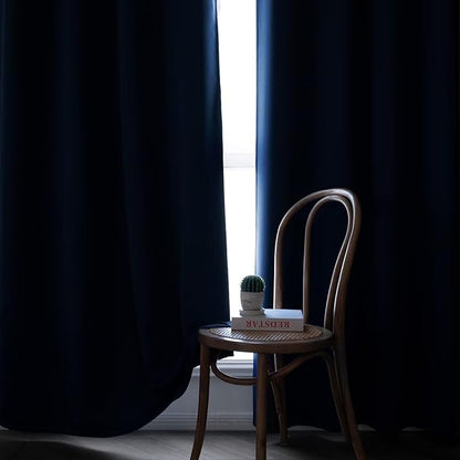 Blackout Curtains 90 Inch Length for Bedroom, Thermal Insulated Blackout Curtains 2 Panels Set, Solid Grommet Privacy Room Darkening Drapes for Living Room Windows(W52 x L90, Navy Blue)