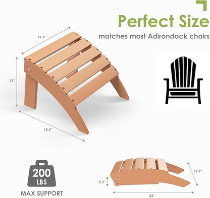 GREENVINES Adirondack-Ottoman | Set of 2 | HDPE Plastic | Outdoor Footrest | All Weather | Foot Rest | Foot Stool | Teak | for Adirondack Chair | for Patio Backyard Pool