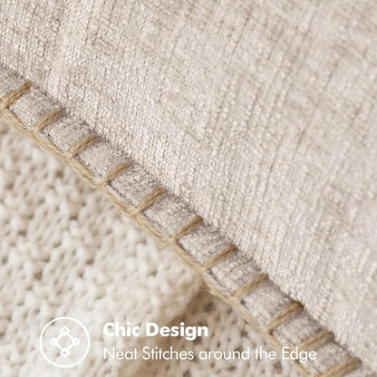 MIULEE Pack of 2 Couch Throw Pillow Covers 18x18 Inch Light Brown Farmhouse Decorative Pillow Covers with Stitched Edge Soft Chenille Solid Dyed Pillow Covers for Sofa Bed Living Room