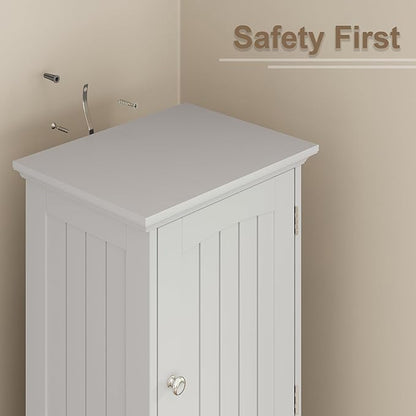 ChooChoo 67" Tall Bathroom Storage Cabinet Freestanding with Adjustable Shelves, Narrow Storage Linen Cabinet with 2 Doors and 1 Drawers for Bathroom, Living Room, Kitchen, White