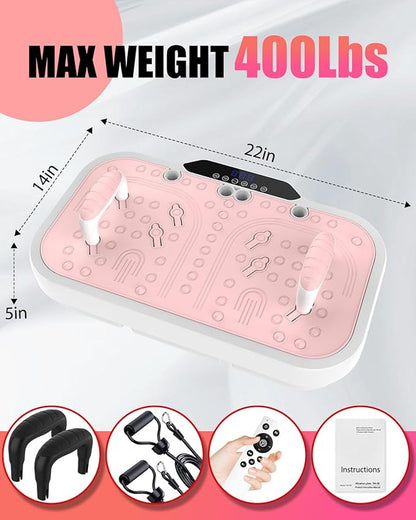 Vibration Plate Exercise Machine, 8000 Vibrations/min Adjustable Fitness Platform, 400 Lbs Capacity Whole Body Workout Extra Large Size Platform with Bluetooth for Weight Loss, Women & Men