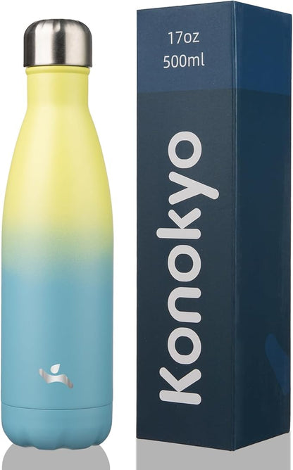 Insulated Water Bottles,17 oz Double Wall Stainless Steel Vacumm Metal Flask for Sports Travel,Sandy Beach