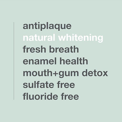 Davids Charcoal Toothpaste for Enhanced Teeth Whitening, Peppermint, Antiplaque, Flouride Free, SLS Free, Enamel Safe, Recyclable Metal Tube, 5.25oz