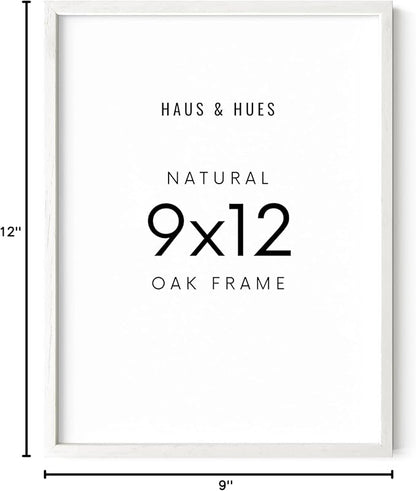 HAUS AND HUES 9x12 Picture Frame - 9 X 12 Frame Wooden Picture Frames for Crafts, 9x12 Frame Wood Picture Frames, 9 X 12 Picture Frame Natural Wood Frames,12x9 Picture Frame Wood (White Oak Frame)