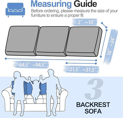 Large Backrest Cushion Covers Super Stretch Backrest Covers for 3 Cushion Couch Sofa, Couch Back Cushion Covers Featuring with Chenille Yarn (Softer Version, 3PC, Dark Grey)
