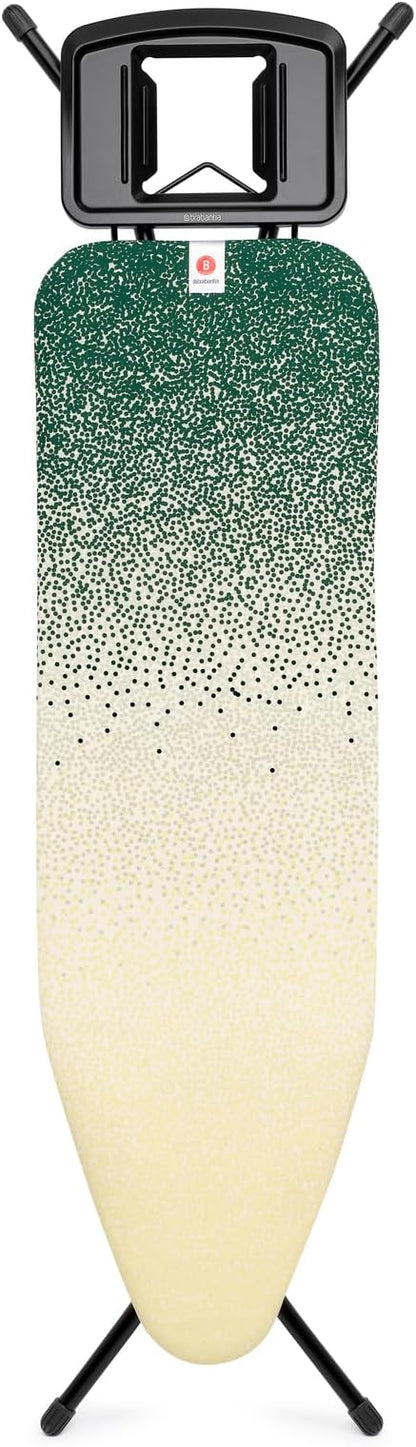 Brabantia - Ironing Board B – Solid Steam Iron Rest – Adjustable Height – Non-Slip Rubber Feet – 100% Fairtrade Cotton Cover with Foam Padding – Foldable – New Dawn – Size B (49 x 15 in)