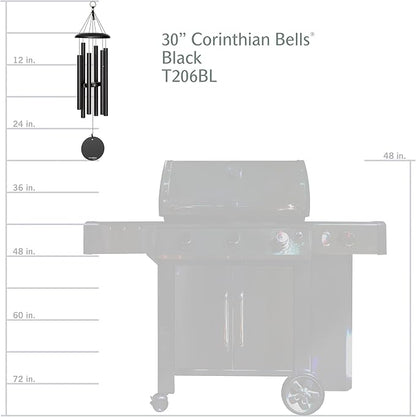 Corinthian Bells by Wind River - 30 inch Black Wind Chime for Patio, Backyard, Garden, and Outdoor Decor (Aluminum Chime) Made in The USA
