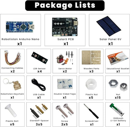 SolarX V2: Sun-Tracking Solar Panel DIY Kit with Arduino Nano, Solar Sun Tracker Sytem with Electronic Components, Educational Sun Tracker Kit, Solar Coding Kit
