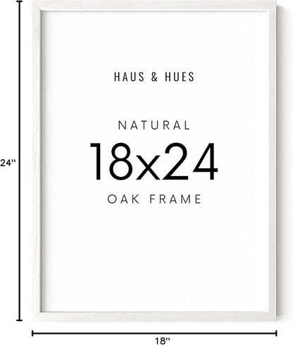 HAUS AND HUES White 18 x 24 Poster Frame - Oak White 18 x 24 Picture Frame, Wall 18x24 Frame, 18x24 Wood Frame, 24x18 Poster Frame, Wooden Picture Frame 18 x 24, Art 18 x 24 Frame