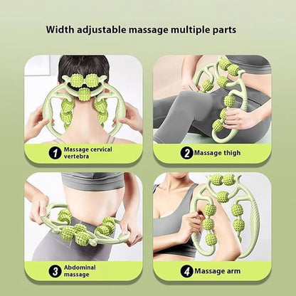 10 Roller Circular Leg Massager with Bonus Massage Stick – Manual Back & Leg Rollers, Relajador de Piernas Set, Circular Leg Clamp Roller for Neck, Arms & Legs (Blue)