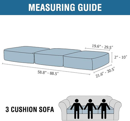 H.VERSAILTEX Velvet Stretch Couch Cushion Cover Plush Cushion Slipcover for Sofa Cushion Furniture Protector Seat Cushion Sofa Cover (3 Piece Sofa Cushion Covers, Stone Blue)