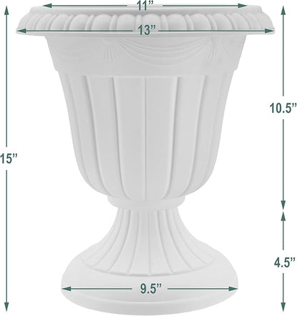 PL10CP Classic Traditional Plastic Urn Planter Indoor/Outdoor, 15" x 13", Brushed Copper