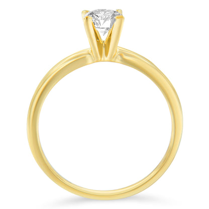 GIA Certified 14K Yellow Gold 1/2 Cttw Diamond Solitaire Engagement Ring (H Color, SI1 Clarity) - Size 6