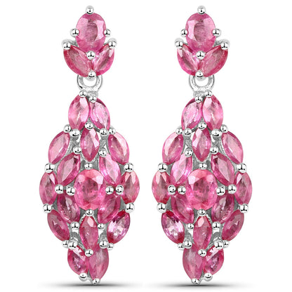 4.12 Carat Genuine Ruby .925 Sterling Silver Earrings