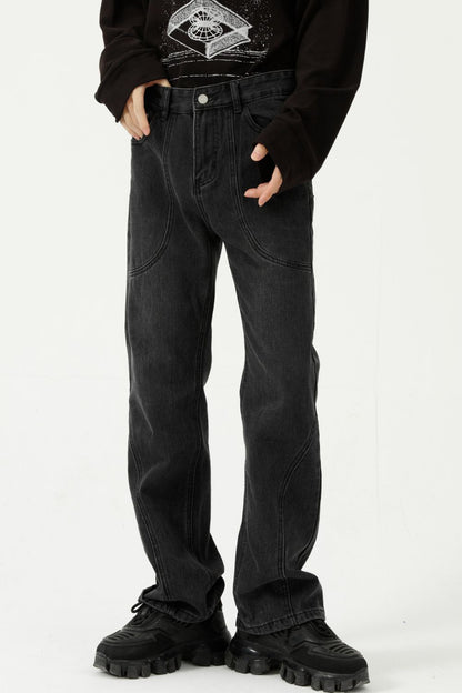 Straight-Leg Jeans with Stitch Detail