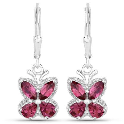 2.52 Carat Genuine Rhodolite Garnet .925 Sterling Silver Earrings