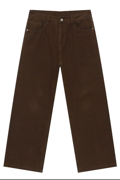 Men's Half Elastic Waist Jeans with Pockets