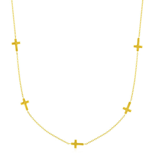 Collier chaîne en or jaune 14 carats avec croix