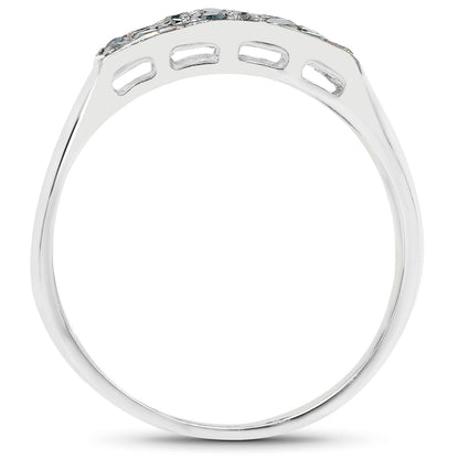 0.48 Carat Genuine Blue Diamond .925 Sterling Silver Ring