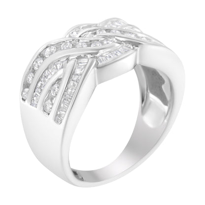 10K White Gold Diamond Bypass Ring (1 Cttw, H-I Color, I1-I2 Clarity) - Size 6-3/4
