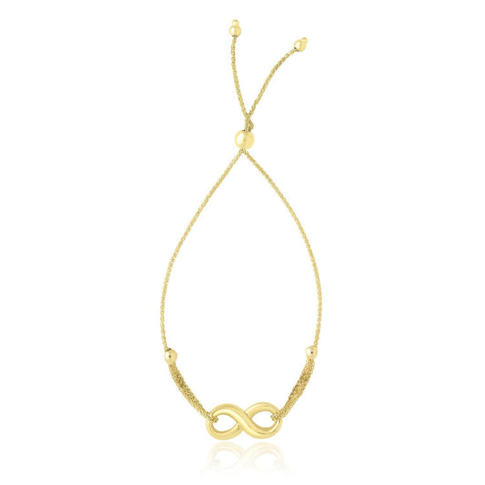Bracelet lariat réglable en or jaune 14 carats motif infini