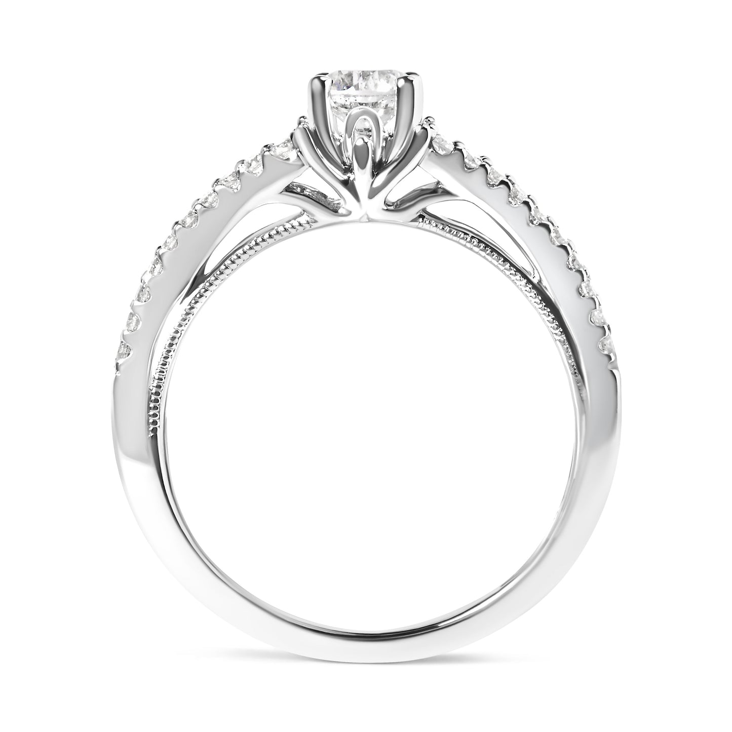 14K White Gold 5/8 Cttw Diamond Split Shank Engagement Ring  (G-H Color, VS2-SI1 Clarity) - Size 7