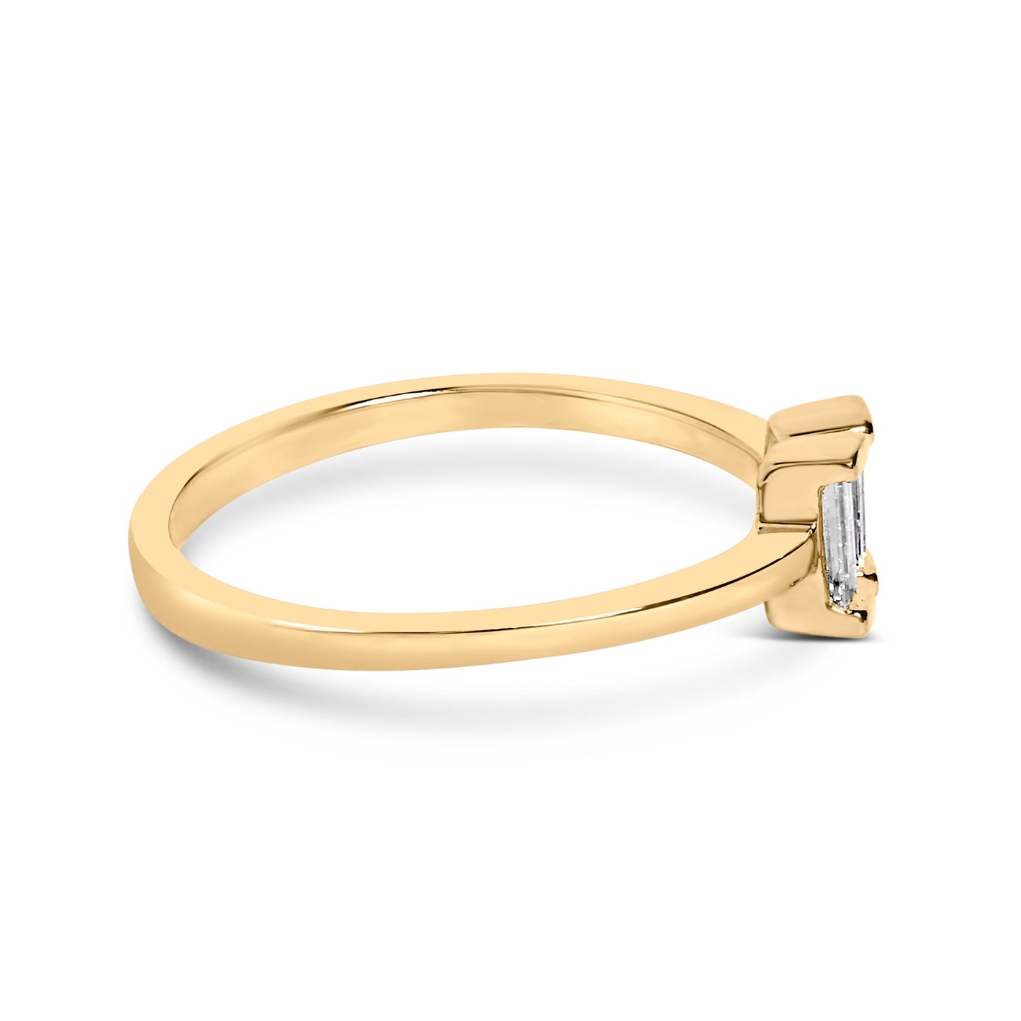 14K Yellow Gold Plated Sterling Silver 1/5 Cttw Baguette Diamond Open Band Ring