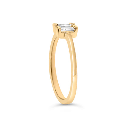 14K Yellow Gold Plated Sterling Silver 1/5 Cttw Baguette Diamond Open Band Ring