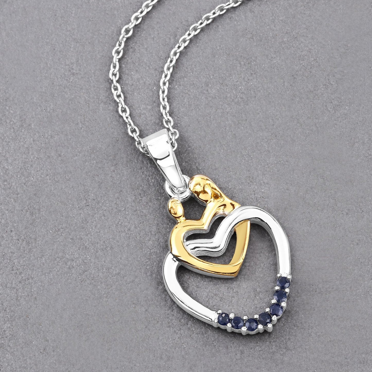 0.14 Carat Genuine Blue Sapphire .925 Sterling Silver Pendant